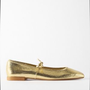 Zara soft leather ballet flats gold metallic